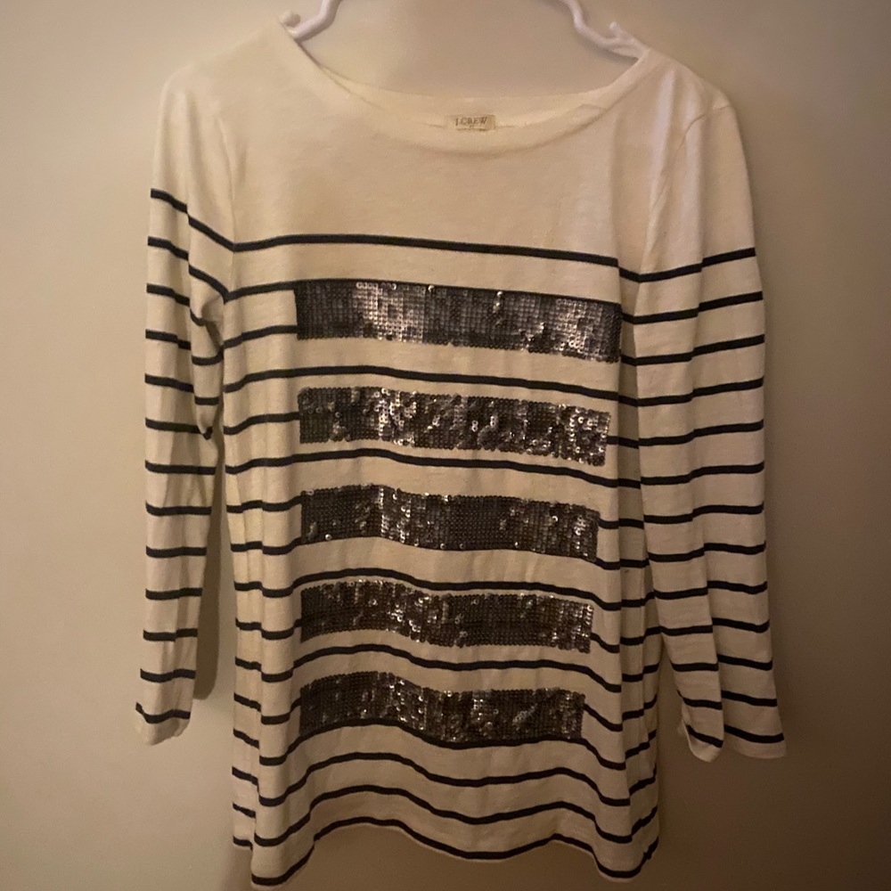 JCrew Striped Sequin Top